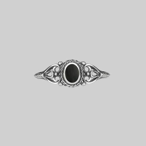 DEATH BLOOM. Black Agate Gemstone Earrings - Silver