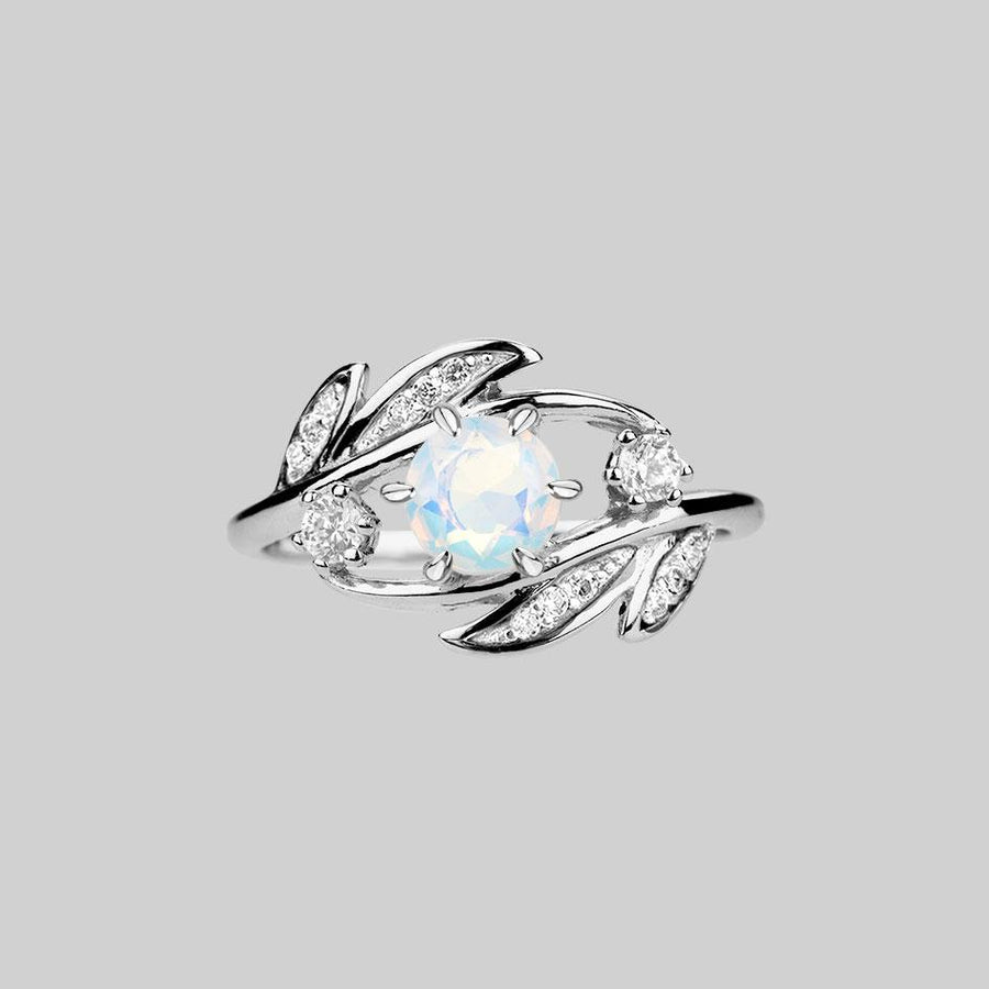 opal gemstone leaf ring