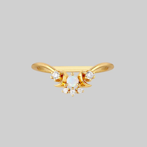 MOONLIGHT. Opal Moon Clicker Hoop Earrings - Gold