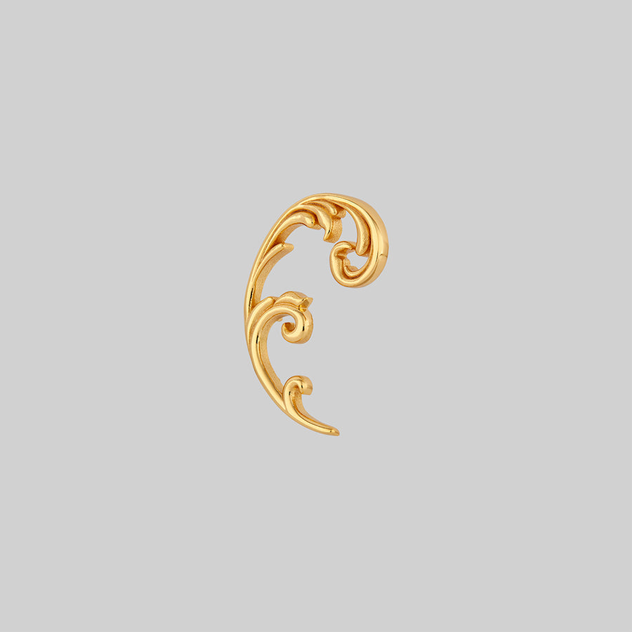 IMPERIAL. Ornate Flourish Arch Stud Earring - Gold ornate cartilage earring