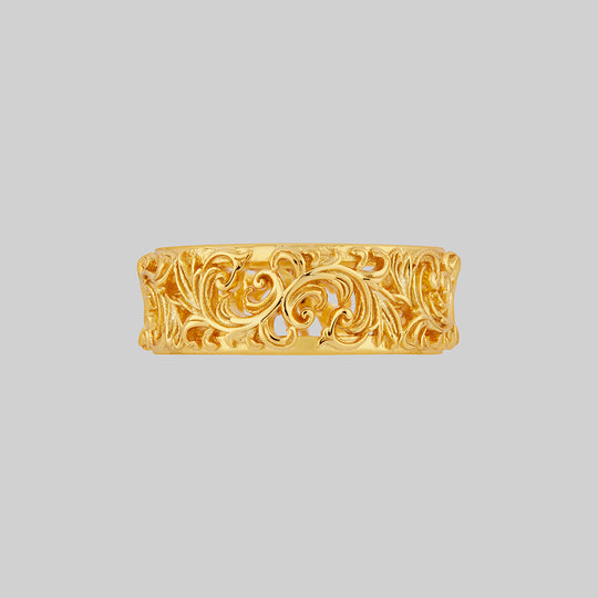 RULE. Ornate Flourish Band Ring - Gold