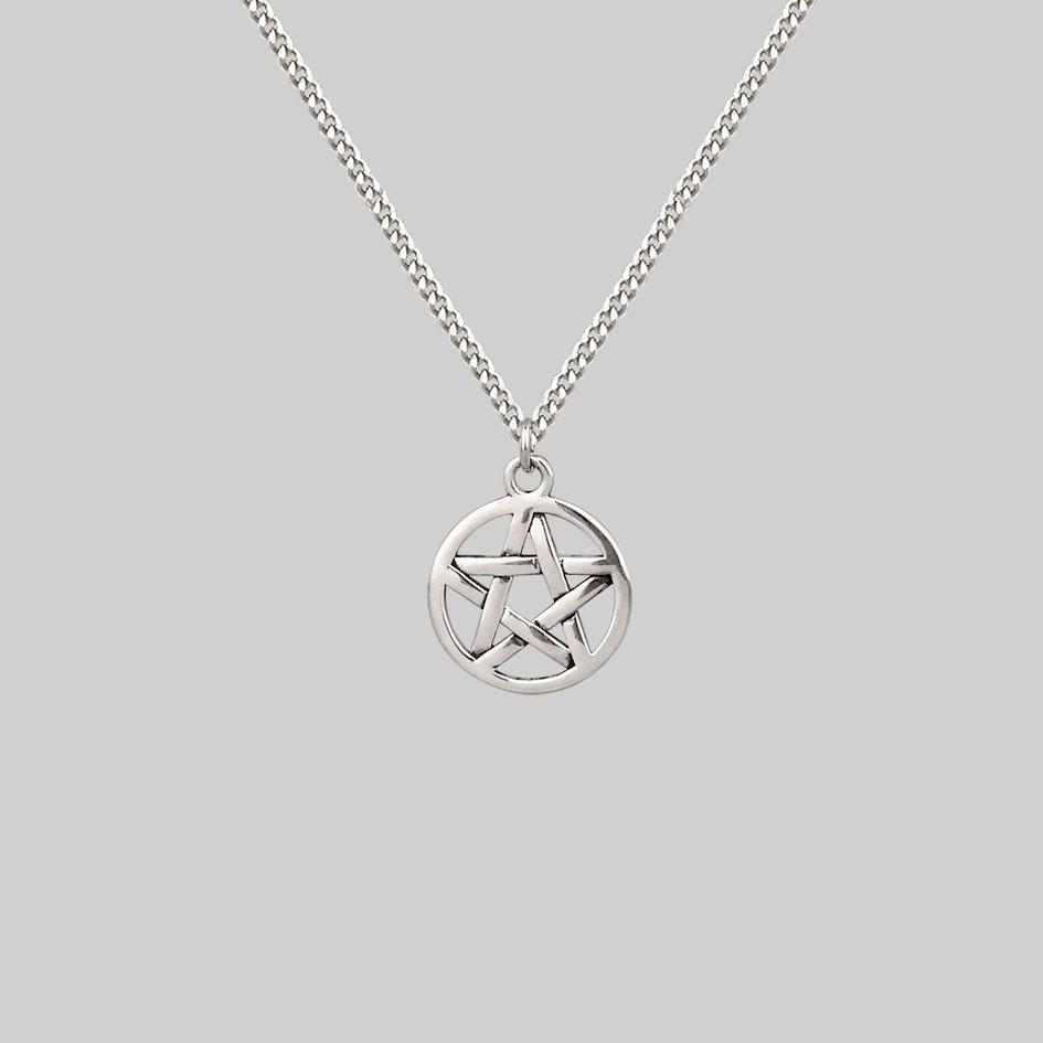 pentagram symbol necklace silver