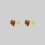 garnet gemstone heart stud earrings