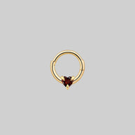 garnet gemstone heart clicker ring