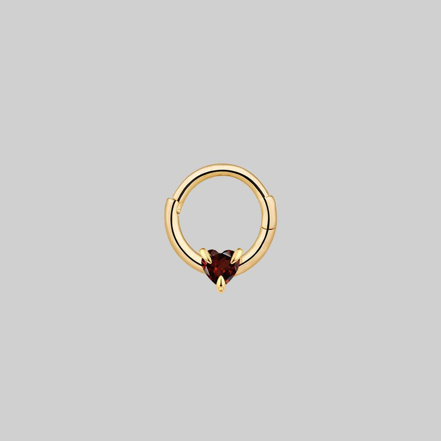 garnet gemstone heart clicker ring