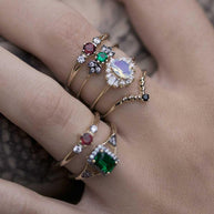 Ring - CUPID. Black Spinel Chevron Gold Ring