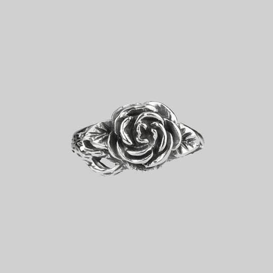 DEATHLY ROSE. Flourishing Rose Silver Ring