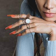 BLUE MOON. Crystal Moon & Star Ring - Silver