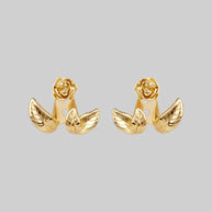 rose and leaf gold earrings