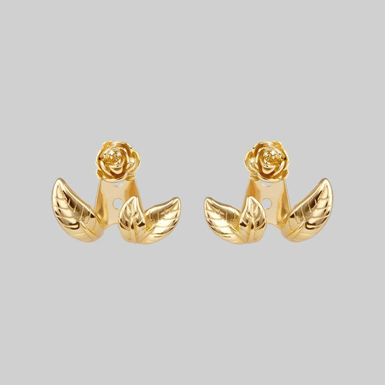 VERDURS. Rose & Foliage Earrings - Gold