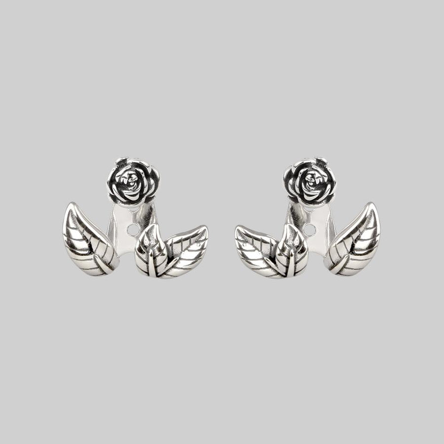 VERDURS. Rose & Foliage Earrings - Silver