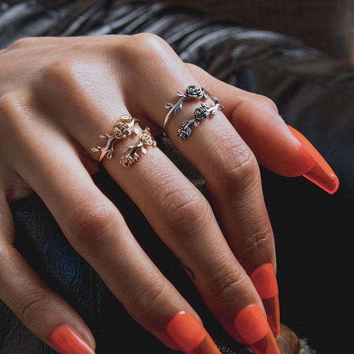 DAMASK. Rose Foliage Wrap Ring - Silver DAMASK. Rose Foliage Wrap Ring - Silver