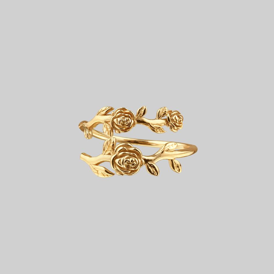 gold detailed roses ring