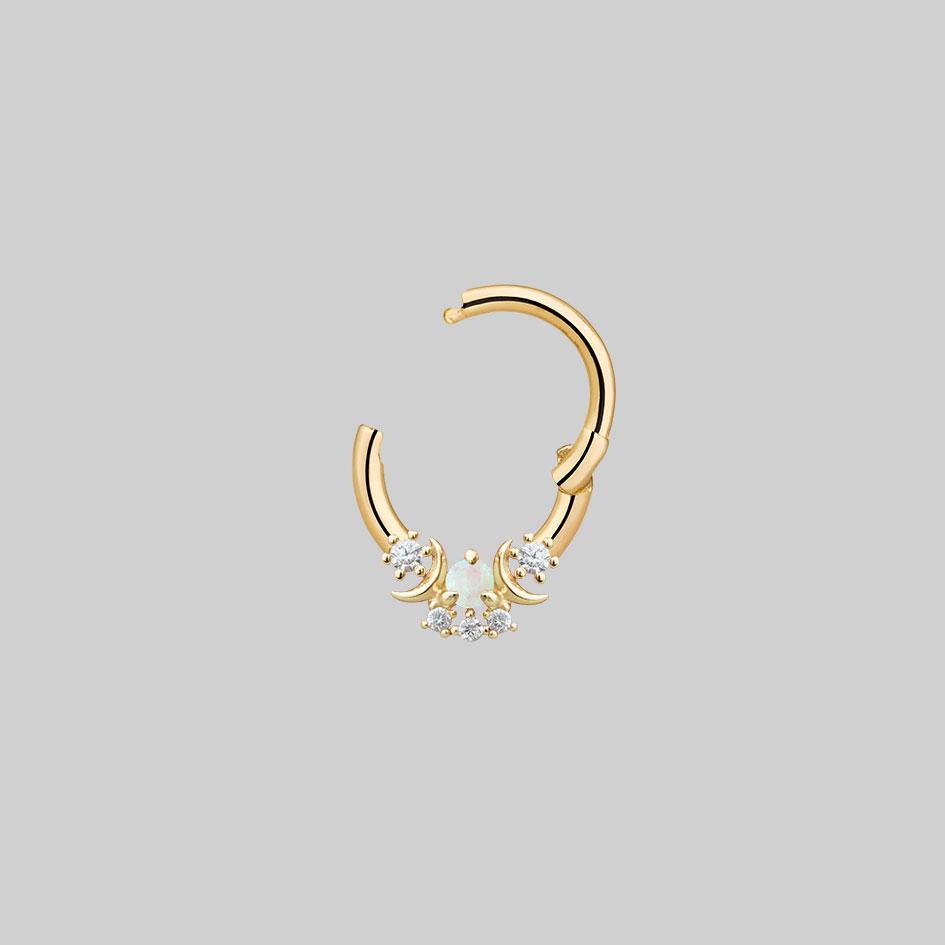 opal and diamond septum ring gold