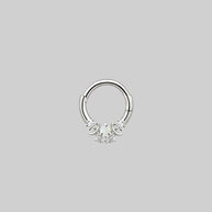 opal diamond septum ring silver