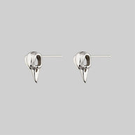silver raven skull studs