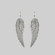 silver angel wing hoop earrings 