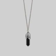 Black agate and silver necklace