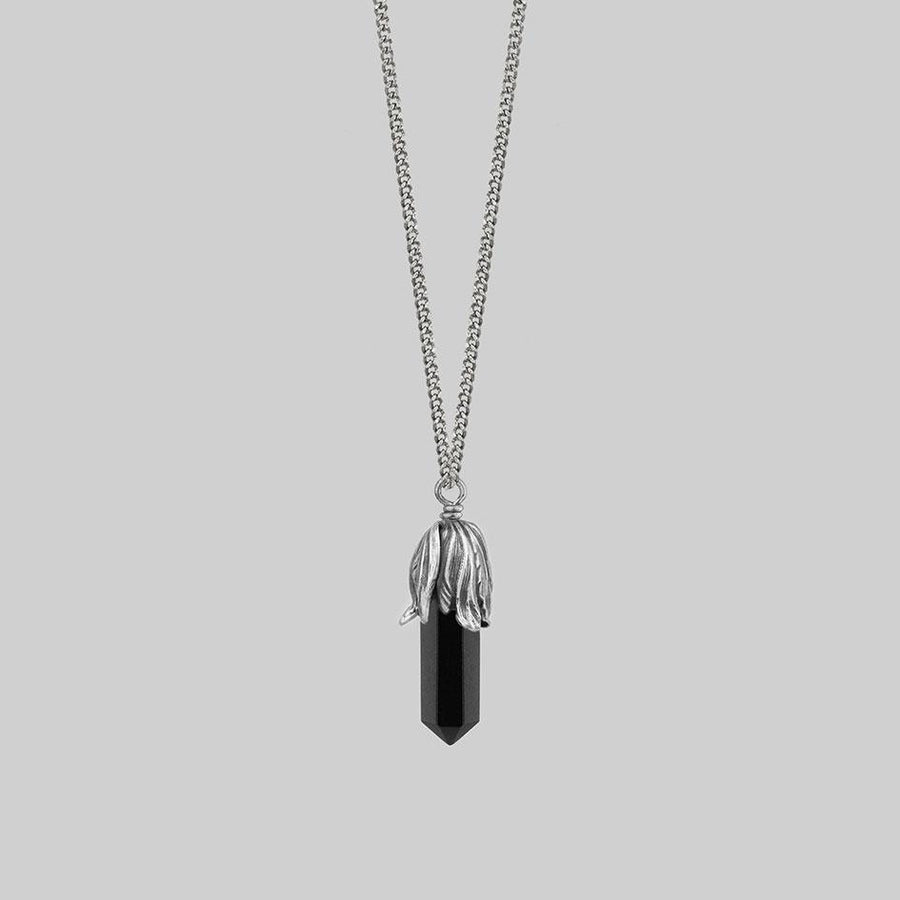 Black agate and silver necklace