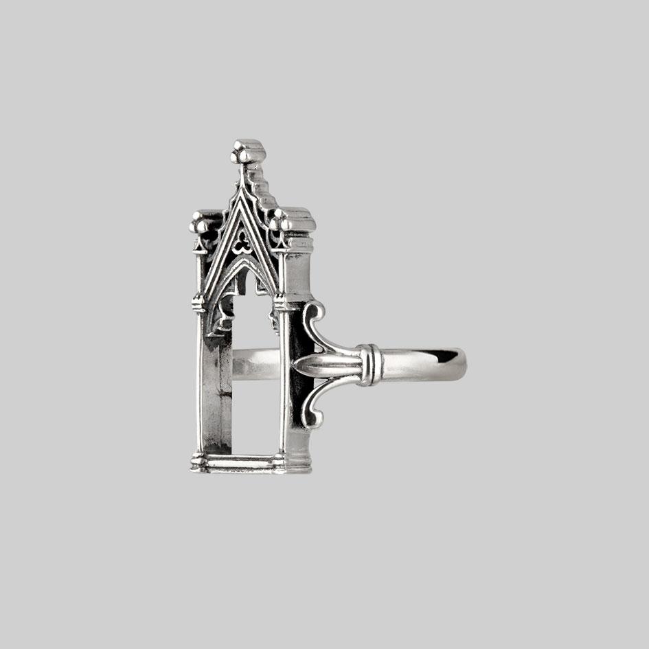 silver gothic frame ring