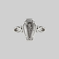 silver glass coffin rose ring