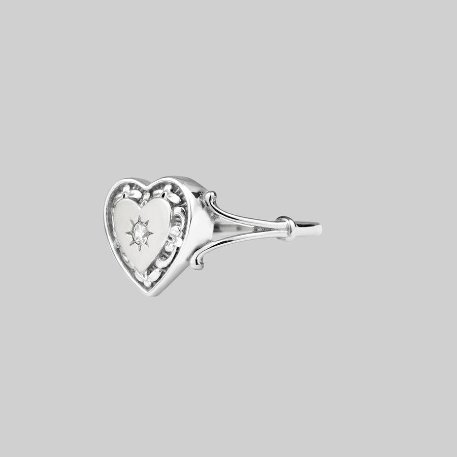 MY DARLING. Heart & Cubic Zirconia Ring - Silver silver starburst heart ring