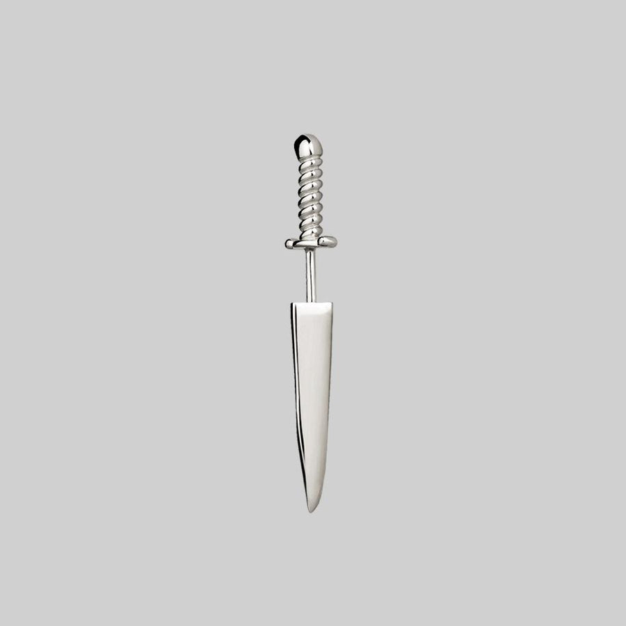TORN. Short Dagger Single Earring - Silver gothic dagger earring silver