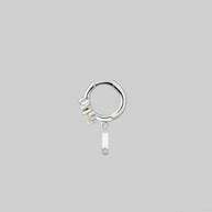 silver hoop earring with moon