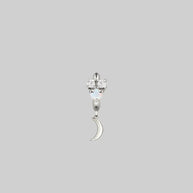 silver hoop earring with opal gemstone