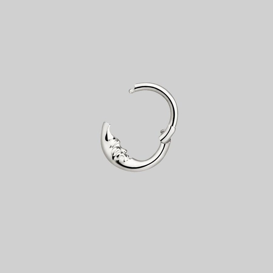 MAN IN THE MOON. Silver Clicker Ring - Septum nose ring and daith body jewellery moon face