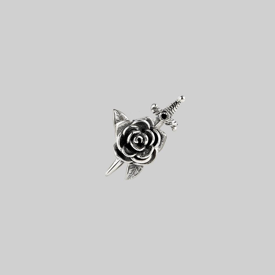 helix stud with rose and dagger