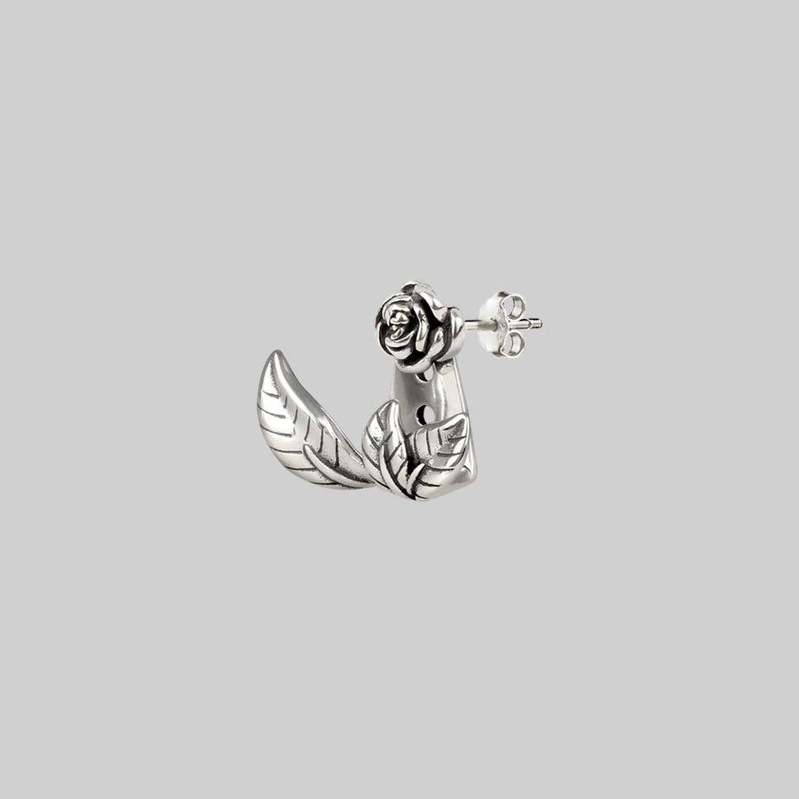 VERDURS. Rose & Foliage Earrings - Silver silver rose helix stud earring