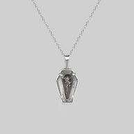 sterling silver rose coffin necklace