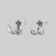 silver rose wraparound earrings
