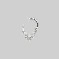 opal diamond septum ring silver