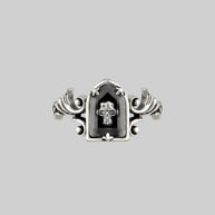glass skull ring silver
