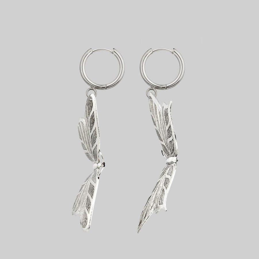 NEW DAWN. Huge Butterfly Hoop Earrings - Silver statement silver butterfly hoop earrings