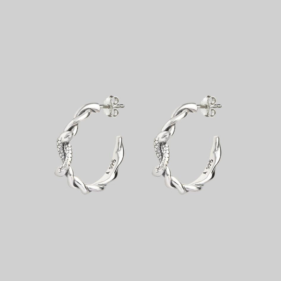 DEVISE. Double Headed Snake Twist Hoop Earrings - Silver
