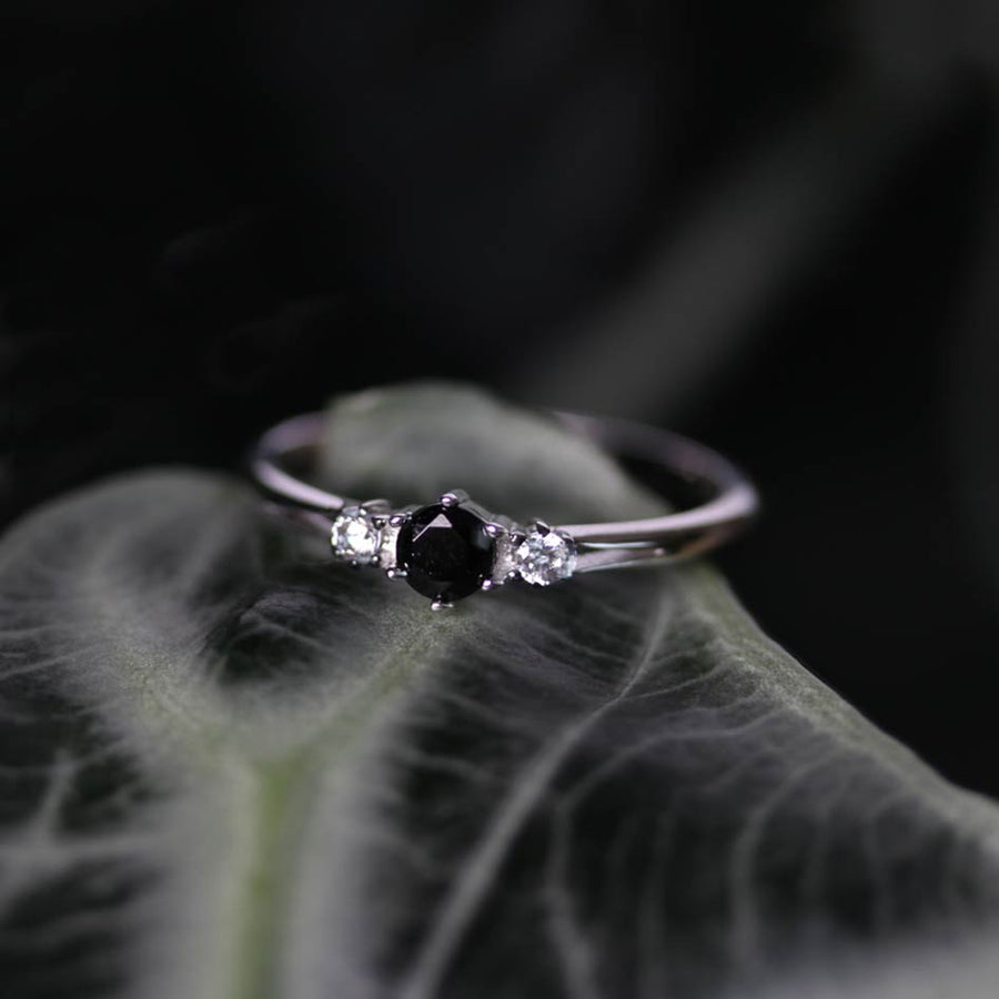 CAPULET. Black Spinel Trilogy Silver Ring CAPULET. Black Spinel Trilogy Silver Ring