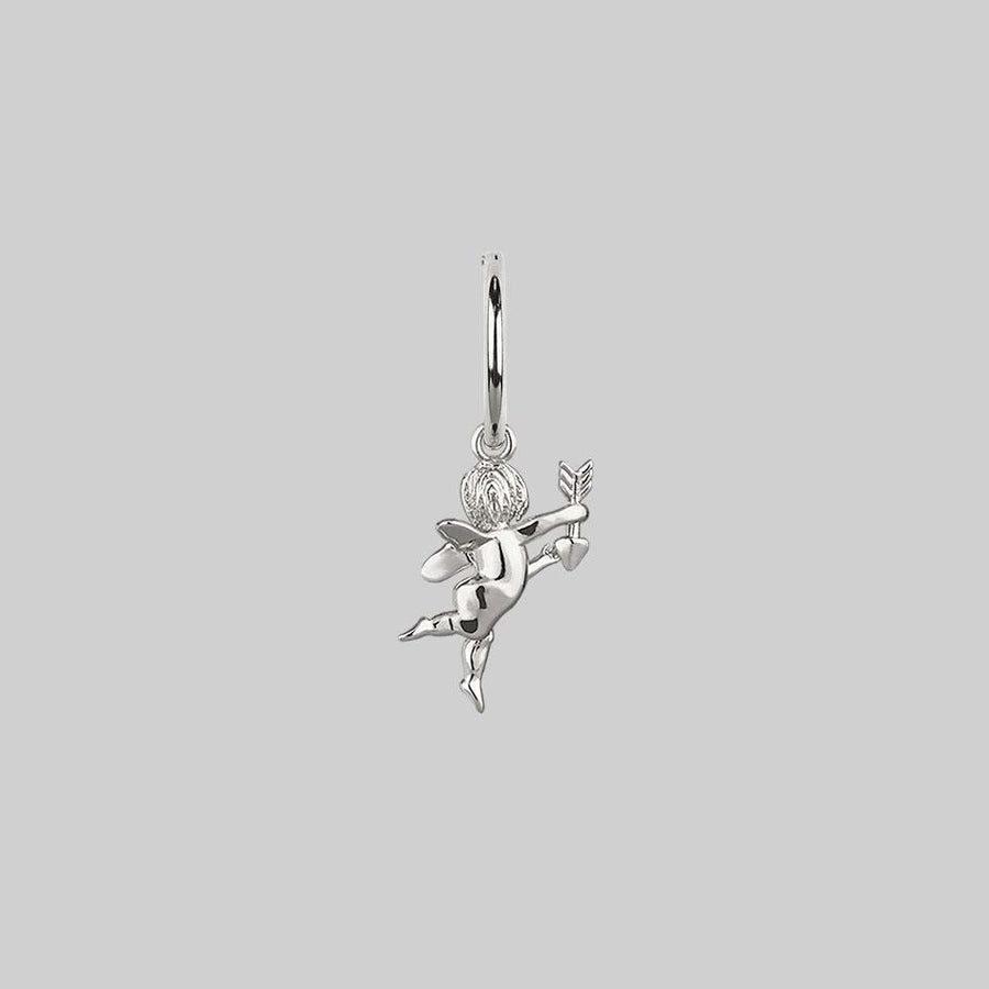 Cupid & Psyche Lovers Hoop Earrings - Silver love angel earring silver