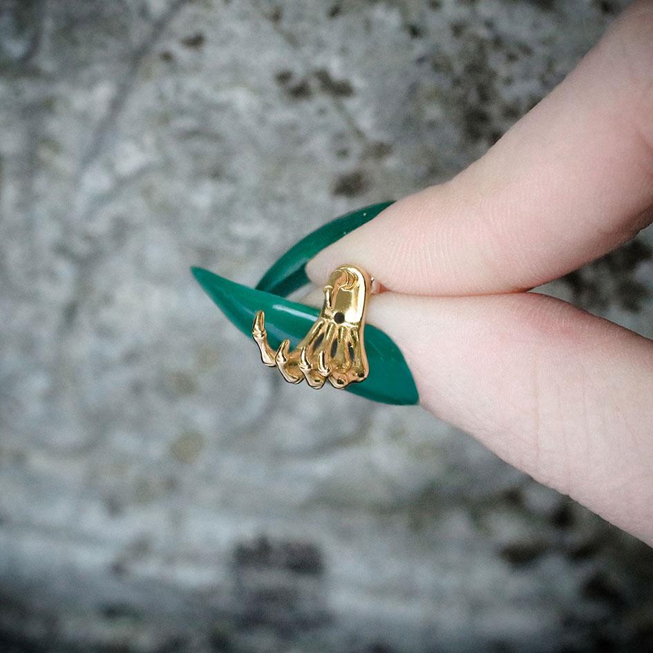 skeleton hand earring stud