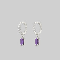 snake skin hoop earrings with amethyst