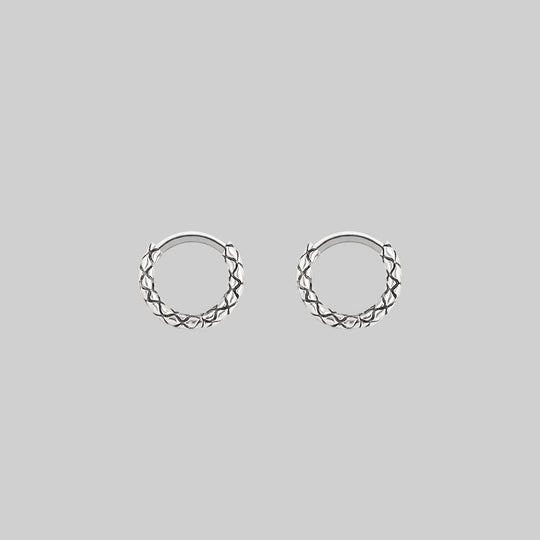 VEGA. Snake Skin Clicker Hoop Earrings - Silver