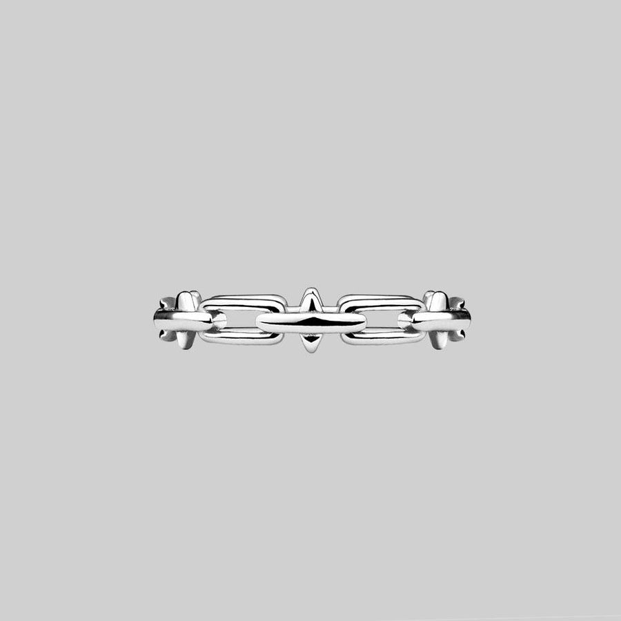sterling silver spike chain band ring