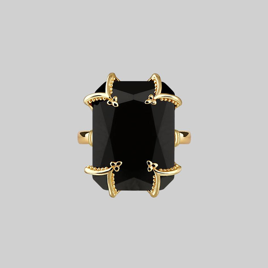 black spinel cocktail ring