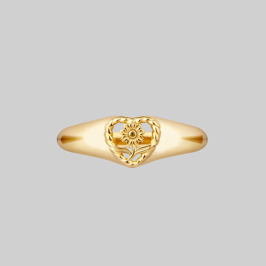 gold sunflower heart ring