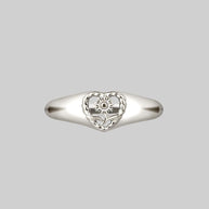 silver sunflower heart ring
