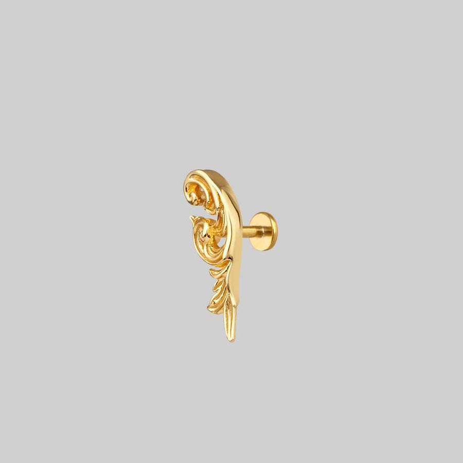 IMPERIAL. Ornate Flourish Stud Earring - Gold silver detailed swirl earring