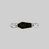 skeleton coffin silver swirl detail ring