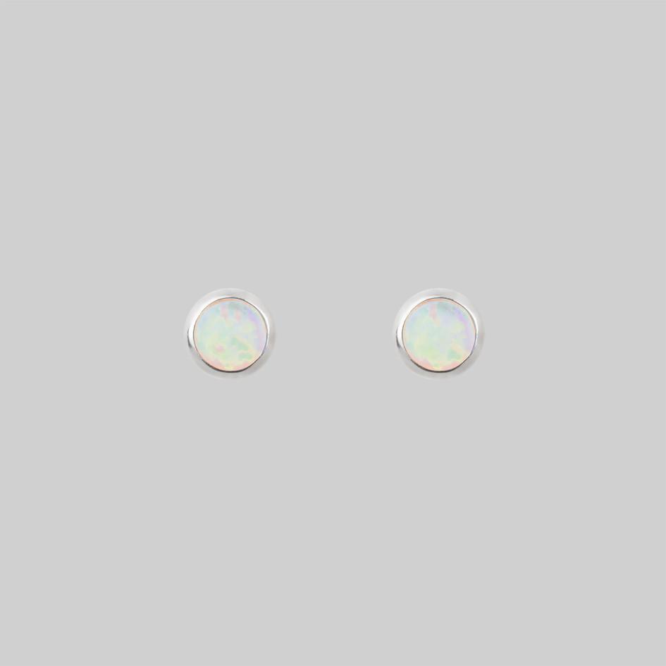 Tiny opal stud earrings